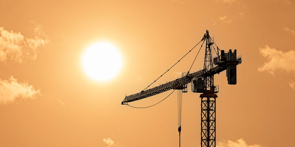 crane with sunset view