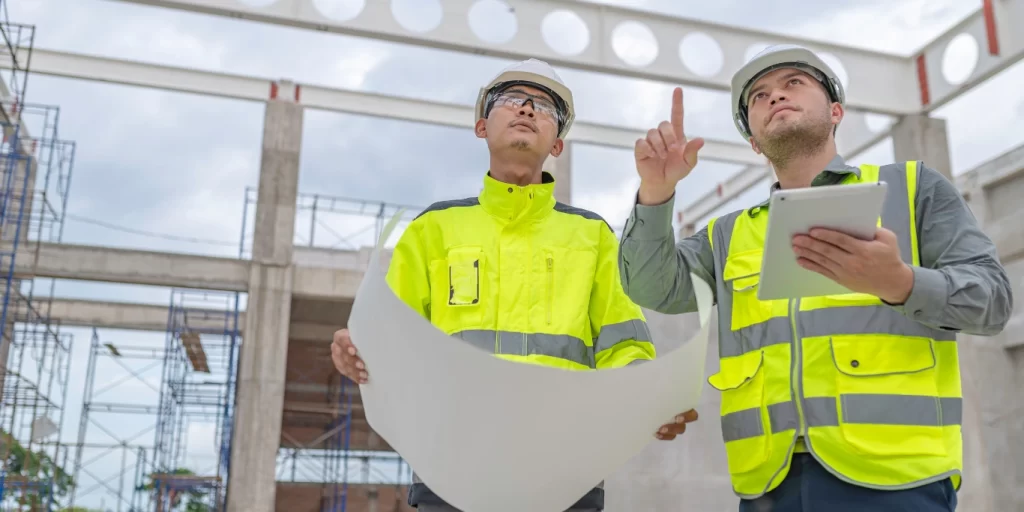 Construction Supervisors holding Blueprint